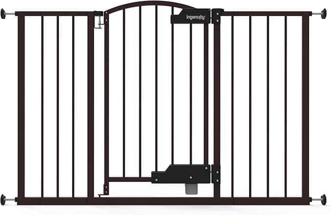Summer by Ingenuity Thruway 52W Series Pet and Baby Gate with GlideOpen, 29"-52" Wide, 28" Tall, Pressure or Hardware Mounted, Install on Wall or Banister in Doorway or Hallway - Espresso