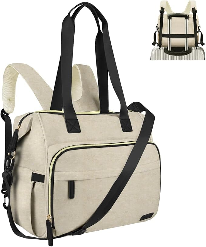 Pripher Diaper Bag Backpack, Mommy Travel Diaper Bag Tote with Shoulder Strap, Hospital Bag, Weekender Baby Bag for Mom
