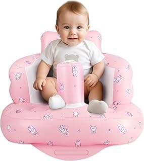 Upgraded AirSwim Inflatable Baby Seat for Babies 3 Months and Up, Inflatable Baby Chair with 3-Point Harness, Summer Toddler Chair for Sitting Up, Portable Infant Floor Sofa, Whale