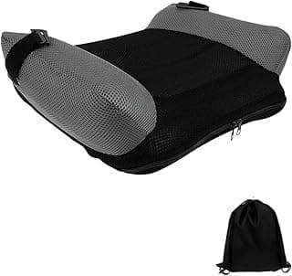 Backless Booster Car Seat, Portable Inflatable Booster Seat with Buckle Washable Cover Blow up Breathable Cushion for Toddlers Kids, Perfect For Travel Home Kitchen Chair & Dining Table (Black)