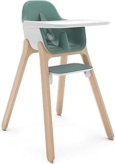 UPPAbaby Ciro High Chair/Sleek, Easy-to-Clean Design/Perfect-Fit Tray to Bring Baby to Table/Patent-Pending Harness/Dual-Position, 180-Degree Rotating Footrest/Emrick (Green/Rubberwood)