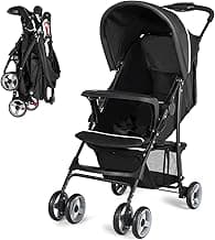 Costzon Lightweight Baby Stroller, Foldable Stroller with 5-Point Safety System and Multi Position Reclining Seat (Black)