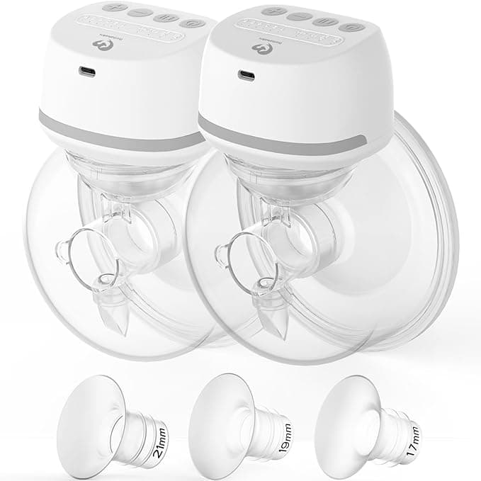 Bellababy Wearable Breast Pumps Hands Free, Low Noise Pain Free, 4 Modes 6 Levels of Suction, Wireless Double Electric Breast Pumps Portable. (24mm Flanges, 21/19/17mm Inserts)