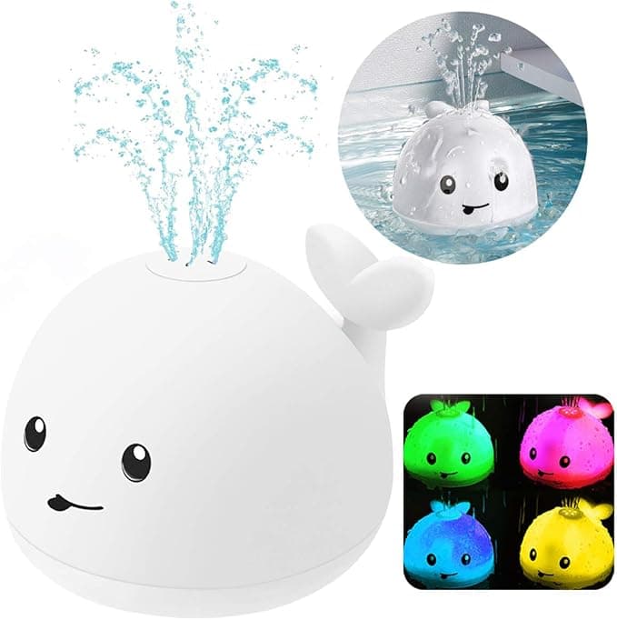 Bath Toys, Bath Toys for Toddlers Water Spray Toys for Kids, Baby Toys Whale Toy Cut Light Up ,Bathtub Toys Spray Water Squirt Toy Whale Water Sprinkler Pool Toys for Toddlers Infants Kids (White)
