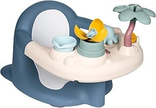 Smoby Little Bath Seat - Activity Tray - Paddle Wheel, Cup, Sprinkler Palm Tree, Suction Cups Included, Magic Flower, Octopus - from 6 Months - Made in France