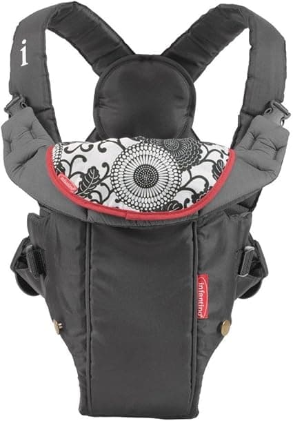 Infantino Swift Classic Carrier with Pocket, 2-Ways to Carry Carrier with Wonder Bib & Essentials Storage Front Pocket for Babies 8-25lb, Adjustable Strap, Black