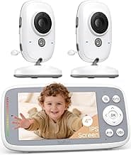 BOIFUN Baby Monitor No Wi-Fi, 4'' 3X Zoom Display, IPS 720p Wireless (Moniteur Bébé), Easy to Use and Set Up, VOX Sound Detection(Single Baby Monitor with Two Cameras)
