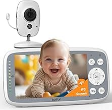 2026 Upgraded Boifun Baby Monitor No Wi-Fi, Baby Camera with 4" 720P IPS Screen, Night Vision, 3X Zoom, Two-Way Audio, Temperature Monitoring, Lullabies, Sound Detection, Just Turn On & Go
