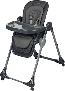 Safety 1st Olea 3-in-1 High Chair for Newborn to Toddler | Kitchen Booster Chair Mode, Adjustable, Recline, Easy-to-Clean Design, Swivel Wheels – Mineral Graphite