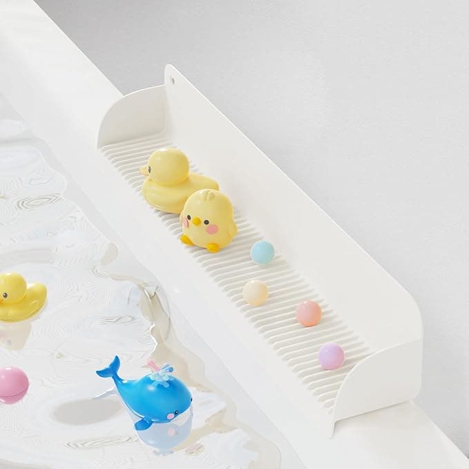 Splash Guard for Bathtub Kids, Silicone Bathtub Splash Water Stopper for Baby Bath, Heat-Resistant & Durable Seamless Design, Anti-Slip Drain Groove with 10 Strong Suction Cups