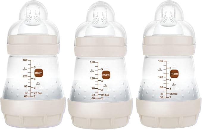 MAM Easy Start Anti-Colic Baby Bottle, Slow Flow, Breastfeeding-Like Silicone Nipple Bottle, Reduces Colic, Gas, & Reflux, Easy-to-Clean, BPA-Free, Vented Baby Bottles For Newborns, 0-3 Months