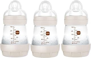 MAM Easy Start Anti-Colic Baby Bottle, Slow Flow, Breastfeeding-Like Silicone Nipple Bottle, Reduces Colic, Gas, & Reflux, Easy-to-Clean, BPA-Free, Vented Baby Bottles For Newborns, 0-3 Months