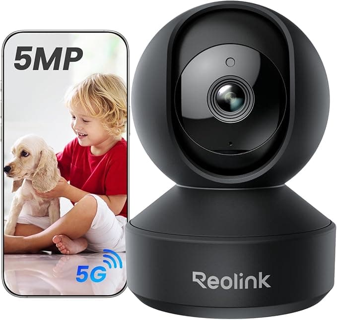 REOLINK E1 Pro-Black 5MP HD Plug-in Home Security Indoor Camera with 2.4/5 GHz Wi-Fi, Auto Tracking, Person/Pet/Crying Detection, Multiple Storage Options, Ideal for Baby Monitor/Pet Camera/Elderly