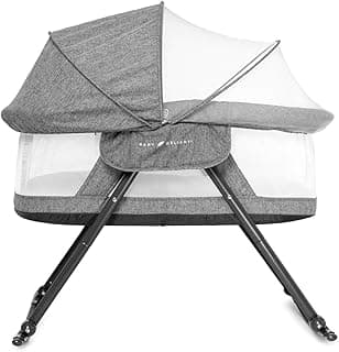 Baby Delight Slumber Deluxe Rocking Bassinet | Portable Baby Bassinet | Removable Canopy | Charcoal Tweed