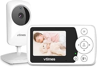VTimes No-WiFi Baby Monitor with Camera & Audio, Secure FHSS Connection, Crystal Clear Video, Automatic Night Vision, VOX Mode, Portable Unit, Easy Setup