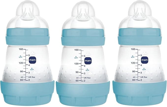 MAM Easy Start Anti-Colic Baby Bottle, Slow Flow, Breastfeeding-Like Silicone Nipple Bottle, Reduces Colic, Gas, & Reflux, Easy-to-Clean, BPA-Free, Vented Baby Bottles For Newborns, 0-3 Months