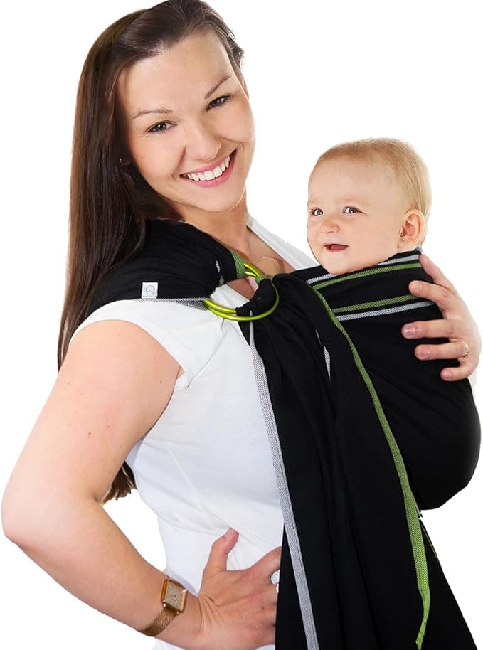 CHIMPAROO Ring Sling Baby Wrap Carrier - 100% Organic Cotton Baby Carrier Newborn to Toddler - Comfortable & Adjustable Baby Sling Carrier - With Aluminum Rings - Holds up to 15.8 kg - Jazz, Size 1