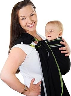 CHIMPAROO Ring Sling Baby Wrap Carrier - 100% Organic Cotton Baby Carrier Newborn to Toddler - Comfortable & Adjustable Baby Sling Carrier - With Aluminum Rings - Holds up to 15.8 kg - Jazz, Size 1