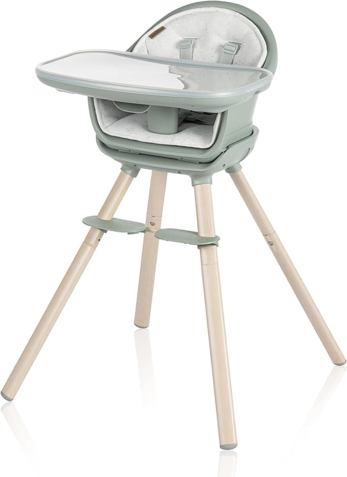Maxi-Cosi Moa 8-in-1 High Chair, removable kitchen booster, converts to stool, table and chair, easy to clean, Classic Green