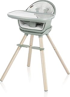 Maxi-Cosi Moa 8-in-1 High Chair, removable kitchen booster, converts to stool, table and chair, easy to clean, Classic Green