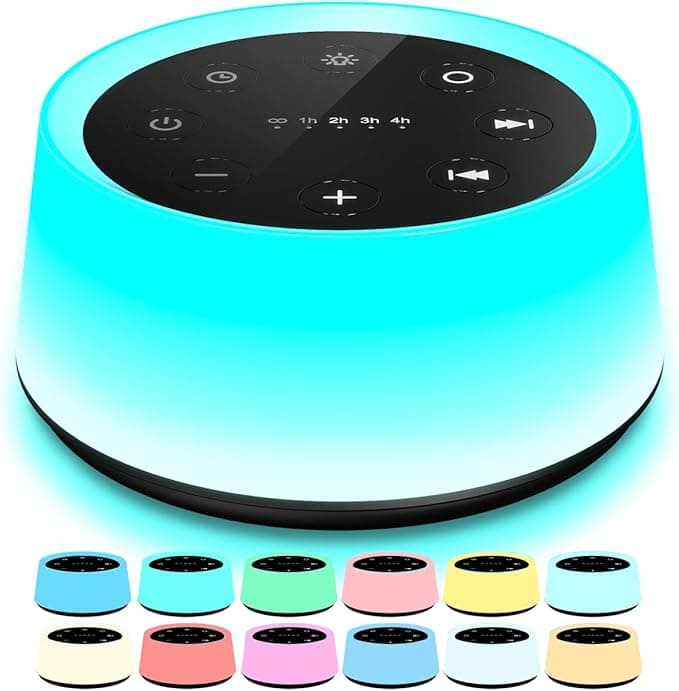 ColorsNoise Sound Machine and White Noise Machine with 30 Soothing Sounds with 12 Colors Baby Night Light with Memory Function…