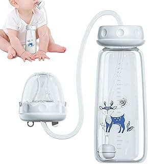 240ml Kids Milk Bottle, Silicone Leakproof with Nipple Straw, Adjustable Fast Flow for Boys Girls Indoor Outdoor Home Bedroom Living Room Hotel Travel Camping Durable Food-Grade Accessory