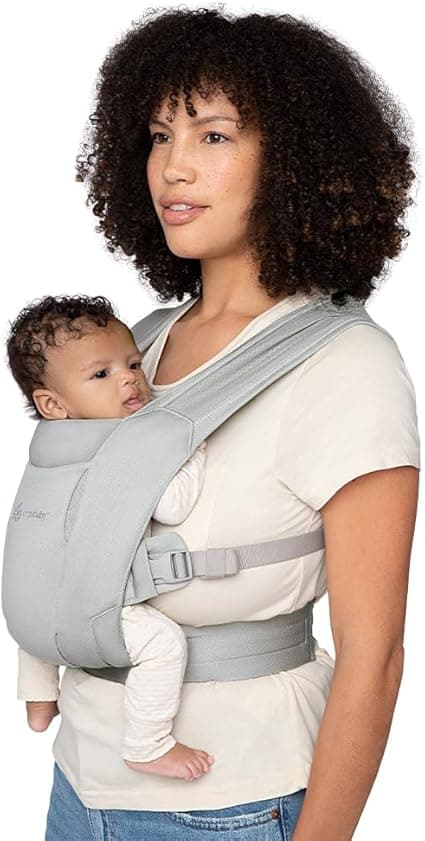 Ergobaby Embrace Cozy Newborn Baby Wrap Carrier (7-25 Pounds), Ponte Knit, Soft Grey