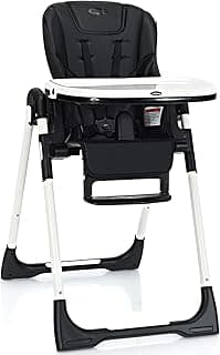 INFANS High Chair for Babies & Toddlers, Foldable Highchair with Multiple Adjustable Backrest, Footrest and Seat Height, Removable Tray, Detachable PU Leather Cushion, Built-in Rear Wheels (Black) (Black)