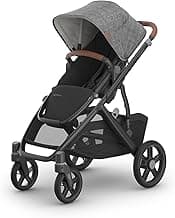 UPPAbaby Vista V3 Convertible Single-to-Double Stroller for Baby & Toddler, 30+ Configurations, Travel System Compatible, All-Wheel Suspension, XL Basket – Greyson (Charcoal Mélange/Carbon Frame)