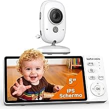 5" Baby Monitor No Wi-Fi,No-Glow Night Vision, Baby Camera with 1080P IPS Screen, Two-Way Audio,Temperature Monitoring, 3X Zoom, Lullabies,Sound Detection, Just Turn On & Go