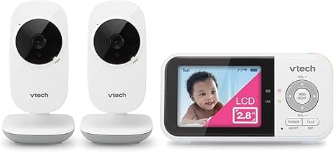 VTech VM819-2 Baby Monitor, 2.8” Screen, 2 Cameras, 1000ft Range, Night Vision, 2-Way Audio, Temperature Sensor, Lullabies, Secured Transmission No WiFi