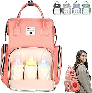 Diaper Bag Backpack, Waterproof Mommy Diaper Bag, Large Capacity Diaper Bag with Diaper pad and Insulated Pockets