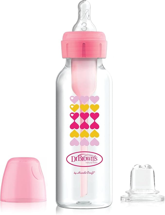 Dr. Brown's Options+ Narrow Bottle to Sippy Baby Bottle Start Kit, Pink, 8 Ounce