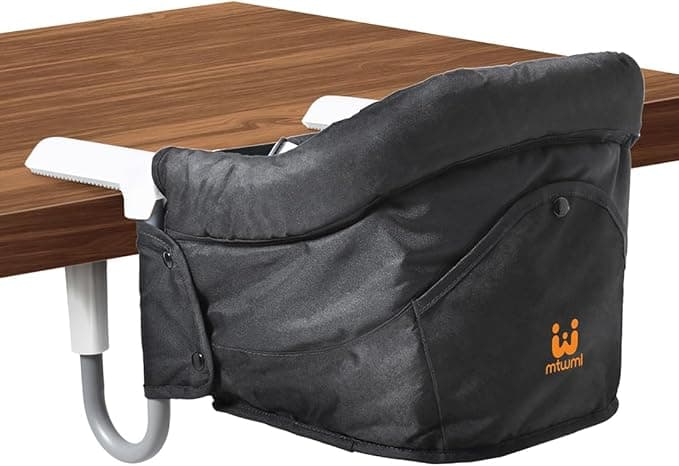 MTWML Portable High Chair for Table,Hook On High Chair That Attaches to Table,Space Saver Clip On Counter High Chair for Baby,Easy Clean Baby Feeding Seat with Carry Bag for Travel(Pure-Black)