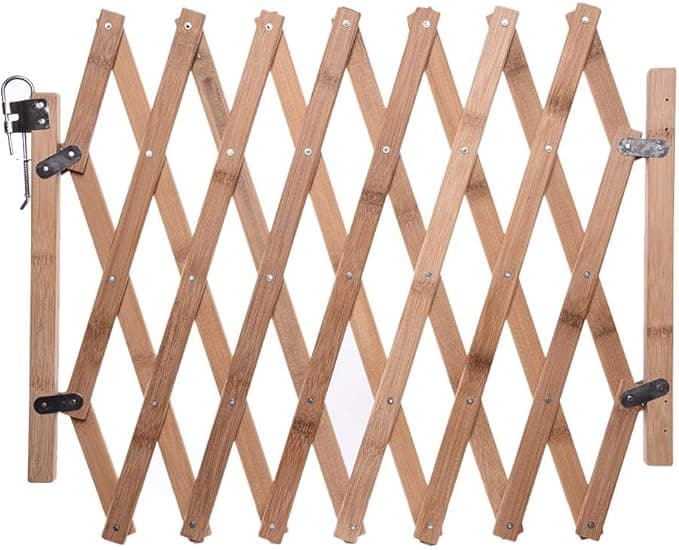 Pet Expanding Wooden Fence Gate,with Retractable Design/Length is 60-110cm/Great for Doorways, Walls, Stairs, Bedrooms, Dining Rooms, Or Anywhere Outside.