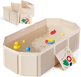 Orzbow Collapsible Baby Bathtub, Travel Bath Tub for Baby with Non-Slip Base, Portable Infant Bathtub for Kids Toddler 12 Months+, Easy to Clean, Stable & Durable, Space-Saving, White