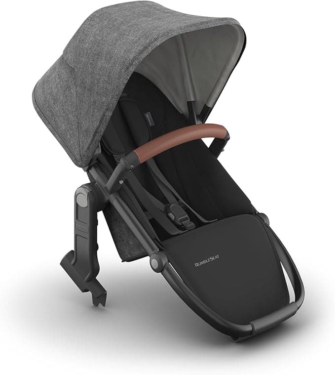 UPPAbaby RumbleSeat V3 Second Lower Seat - Compatible with Vista V2 and Vista V3 - All-Weather Seat + Magnetic Buckle – Adapters Included - Greyson (Charcoal Mélange/Carbon Frame/Saddle Leather)