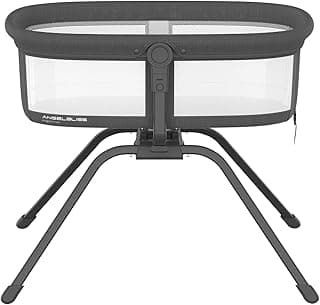 ANGELBLISS 3 in 1 Rocking Bassinet & Baby Portable Travel Bedside Crib, Side to Side Manual Rocking Motion Bassinet, Mattress Included (Black)