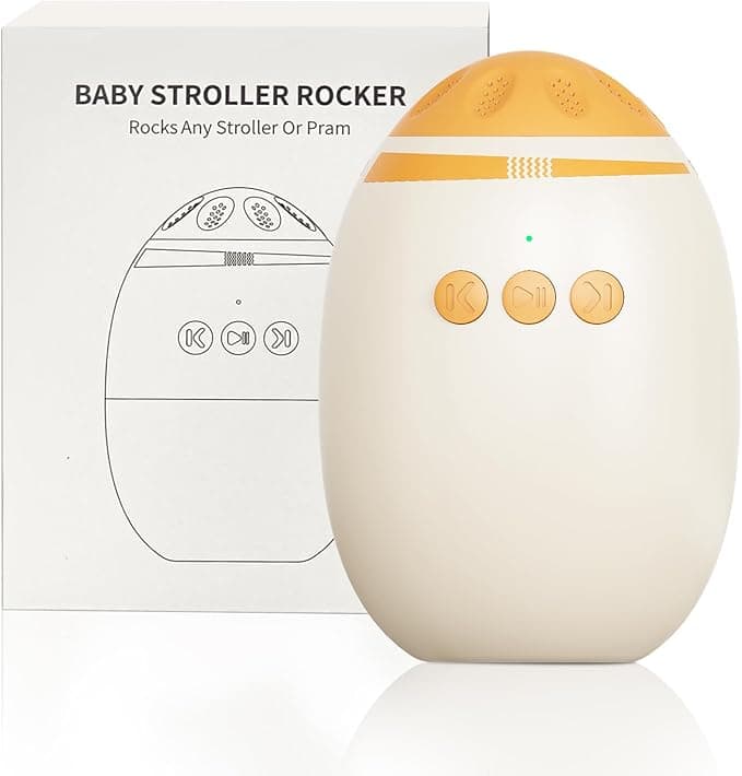 Auto Baby Rocker with White Noise Machine - Adjustable Baby Bouncer for Crib & Stroller, 11 Soothing Sounds, USB Fast Charging, Hands-Free Newborn Essentials, Beige