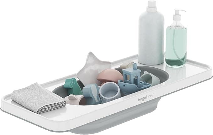 Angelcare Bath Shelf | Collapsible Bathtub Caddy | Bathroom Accessories Organizer | Space-Saving | White