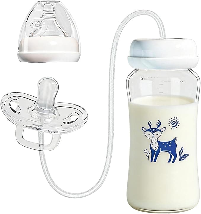 Pacifier Bottle Set, Leakproof Silicone Container, Anti Colic Feeding Tool for Boys Girls Kids Home Daycare Living Room Bedroom Camping Picnic Youth Liquid Intake Supplies Junior Care Kit Daily Wash