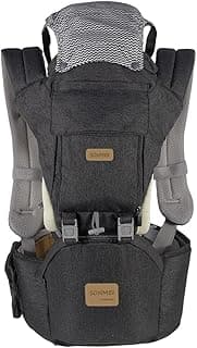Ergonomic Baby Carrier with Hip Seat, 360° Positions, Soft and Breathable, All Seasons, for Newborns and Toddlers, Hiking Shopping Travelling