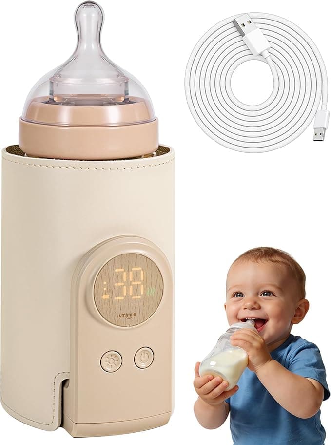 Umimile Portable Bottle Warmer for Travel – Heats The Bottle Directly—No Pouring, Fast Heating Baby Bottle Warmer on The Go, 6 Temp Settings & Auto Keep-Warm,Fits 2.5-3.3in Bottles (6000mah)