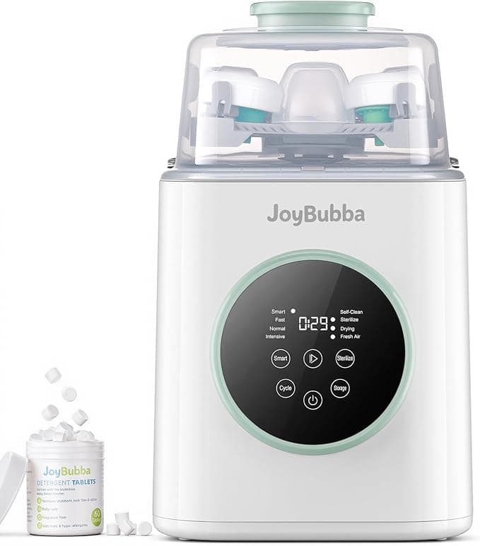 Bottle Washer, Sterilizer & Dryer – 19-Min Fast Cleaning, All-in-One Machine for Baby Bottles, Pump Parts & Feeding Accessories with 3 High-Temp Sterilization Modes, 60 Cleaning Tablets.
