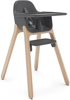 UPPAbaby Ciro High Chair/Sleek, Easy-to-Clean Design/Perfect-Fit Tray to Bring Baby to Table/Patent-Pending Harness/Dual-Position, 180-Degree Rotating Footrest/Jake (Charcoal/Rubberwood)