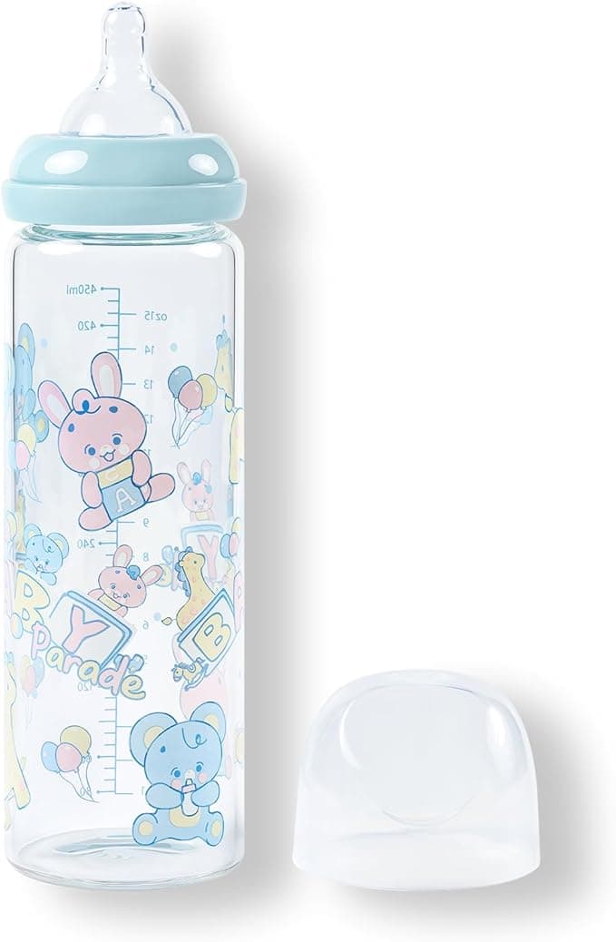 LittleForBig Adult Glass Feeding Bottle Ultra Printed Specialty Oversized Baby Parade Pattern