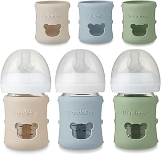 PandaEar 3 Pack Silicone Sleeves for Philips Avent Natural Glass Baby Bottles 4 oz, Shatterproof Anti-Breakage and Heat Resistant Bottle Holder, BPA-Free, Compatible with 4 oz Avent Glass Bottles