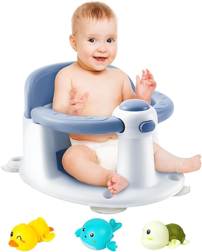 Baby Bath Seat, Infant/Toddler Sit Up Bathtub Seat For 6-12-24 Months, Baby Bath Essentials, Great Shower Gifts For Newborn And New Mothers