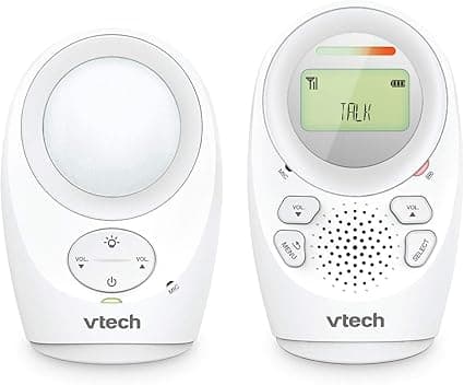 VTech DM1211 Enhanced Range Digital Audio Baby Monitor with Night Light, 1 Parent Unit, Silver & White