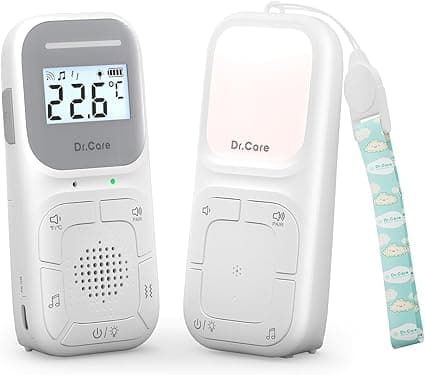 Dr.Care NeoGo Portable Audio Baby Monitor and Sound Machine | Baby Sleep Soother | Travel | Registry Gift with 1000ft Range, Two-Way Talk, VOX, Nightlight, 8 Lullabies, and Vibrating Sound Alert